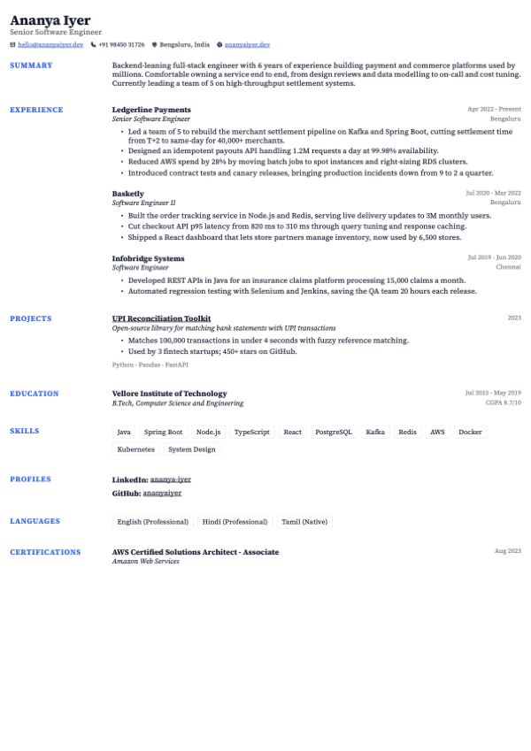Tribune resume template, page one of the sample resume